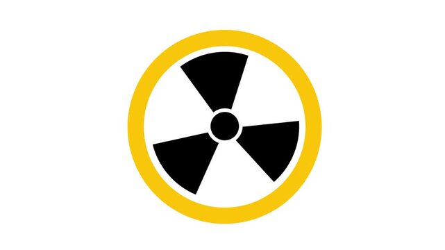 High-visibility radioactive hazard symbol Animation against white background.