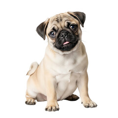 Obraz premium Adorable pug puppy sitting and looking directly at the camera