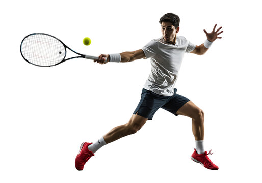 Tennis player in action isolated on transparent background - Powered by Adobe