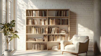 Cozy reading corner with books and natural light