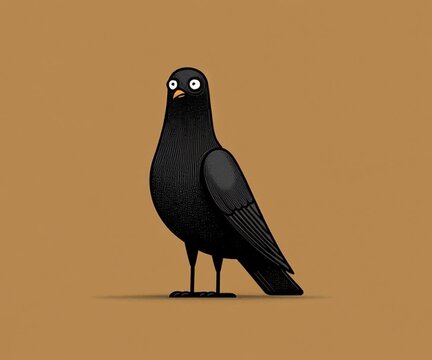 cartoon of a minimalism funny blackbird - generative ai