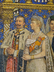 Mosaic of Emperor Wilhelm II and Empress Augusta Victoria in Berlin's Gedachtniskirche.