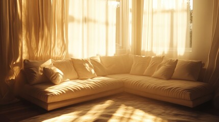 Cozy living room with warm afternoon light