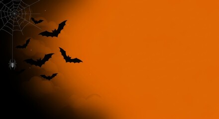 Halloween bats and spiderweb