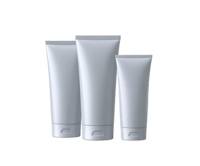 Clean white cosmetic tubes showcase product branding and packaging design possibilities for beauty brands