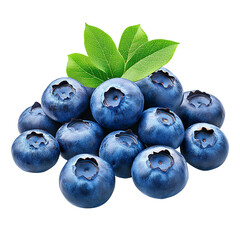 Fresh ripe bunch of blueberries isolated on transparent background.