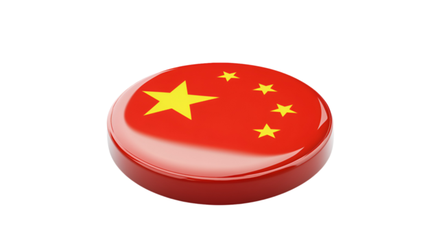 China Flag Button A Symbol of National Identity and Cultural Heritage on a Transparent Backdrop