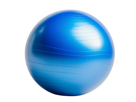 Vibrant blue exercise ball ready for core strengthening and fitness routines at home or gym