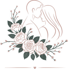 Mother and Child Silhouette with Floral Wreath Logo Design Vector Art
