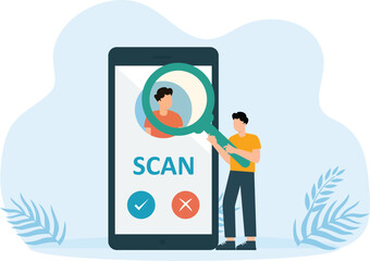 KYC or know your customer with business verifying the identity of its clients concept at the partners-to-be through a magnifying glass concept

