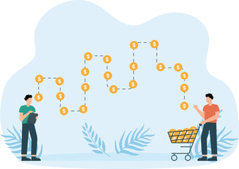 Woman using a laptop doing online currency exchange with made money concept
