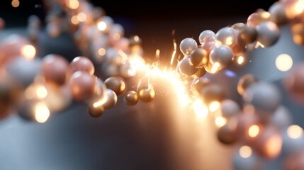 Enchanting View of Nuclear Fission Chain Reaction - Dreamy Minimalistic Composition with Warm Lighting