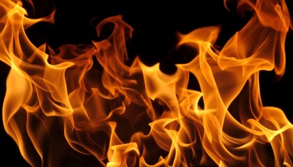 Abstract flames in orange and yellow against a black background