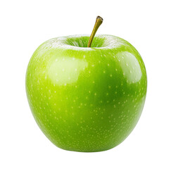 Juicy ripe green apple isolated on transparent background.