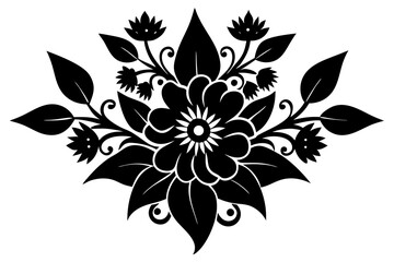 Vector illusion of black and white floral ornament