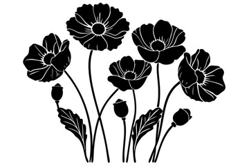 Vector art of silhouette of flowers