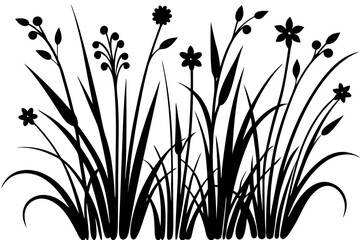 Grass and flowers vector