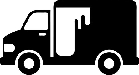 Milk Delivery Truck Icon Silhouette Vector Illustration