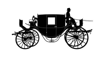 Fototapeta premium elegant victorian horsedrawn carriage transparent background isolated silhouette
