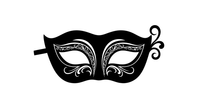 elegant black venetian mask transparent background isolated vector graphic