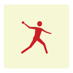 Icon of a person throwing a ball isolated on colorfull background