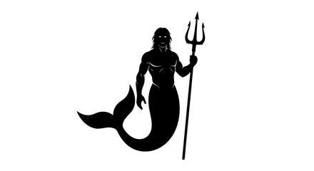 powerful merman silhouette transparent background for design projects