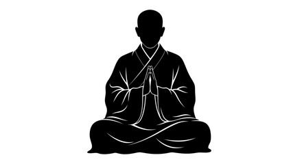 serene monk silhouette transparent background for design projects