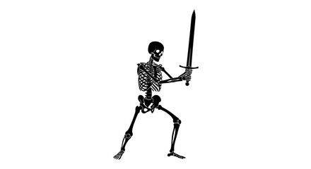 Obraz premium skeleton warrior with sword transparent background png for design projects