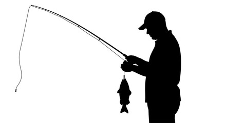 Obraz premium transparent background fisherman silhouette isolated fishing clipart for design