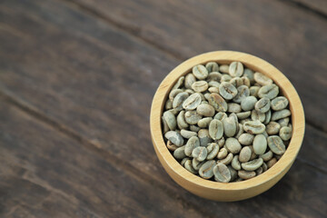 top view of green beans coffee for checking in quality before roasting