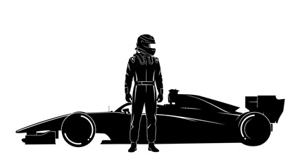 Obraz premium transparent background race car driver silhouette perfect for design projects