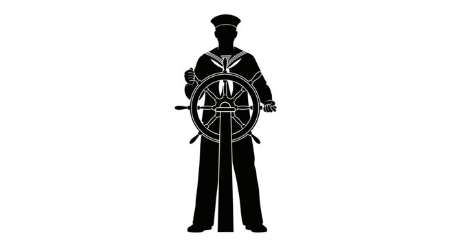 transparent background sailor at ships wheel isolated vector illustration