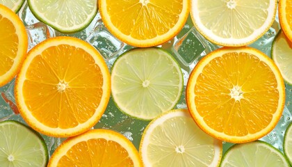 Obraz premium Citrus slices on ice