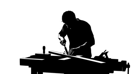 transparent background silhouette craftsman working wood perfect for design projects