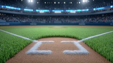 Obraz premium Baseball game celebration under stadium lights on new year's eve at the field