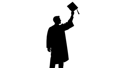 transparent background silhouette graduate celebrating success