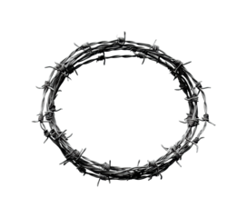 Destructive event symbolizing pain barbed wire circle graphic abstract isolated on transparent background, png