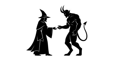 transparent background witch and devil pact isolated vector illustration
