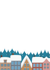 クリスマス素材　雪の街　北欧