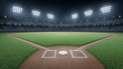 New year's night baseball celebration at the stadium a cinematic view of the illuminated field