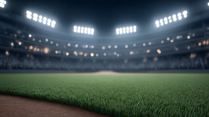 New year celebration at the baseball stadium night lights illuminate the field in a cinematic view