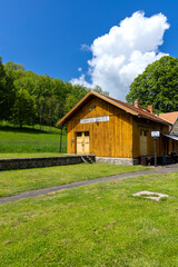 Zubrnice Tyniste Train Station Building in Czechia on Sunny Day