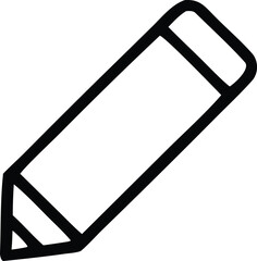 Simple hand drawn outline of a pencil with an eraser on a white background