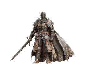 Epic knight battle fantasy realm digital dark environment heroic perspective adventure isolated on transparent background, png