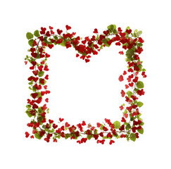 Romantic heart-shaped floral frame decoration design minimalist style isolated on transparent background, png