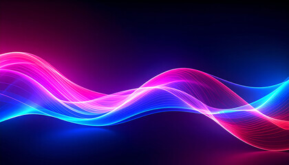 Fototapeta premium Digital wave patterns glowing in dark background