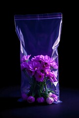  Clear vacuum bag in sleek studio presentation. Combines modern style with high functionality for multiple storage uses