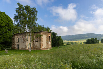 Obraz premium Abandoned Church Decaying in Tranquil Czech Countryside near Touzim