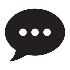 Fototapeta premium Black speech bubble vector icon with three dots, symbolizing ongoing communication and typing status. Essential digital graphic for interfaces.