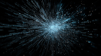 Digital data stream explosion abstract background